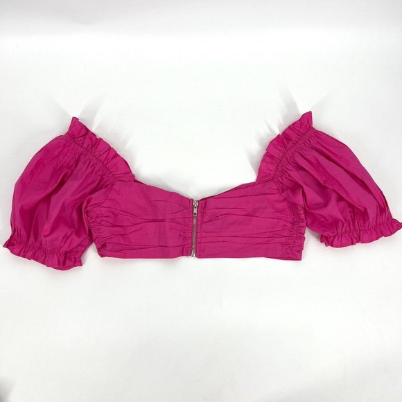 Forever 21 Top Cropped Puff Sleeve Pink Bandeau NWT - Picture 2 of 10
